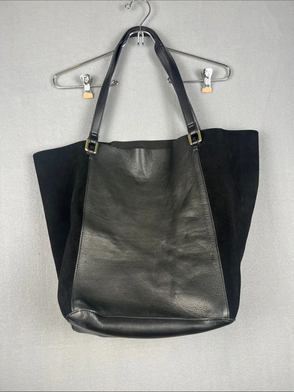 Margot Classic Black Leather & Suede Tote Bag - Sleek Everyday Carry
